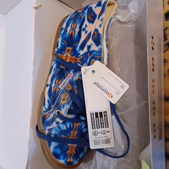 SUPERGA ITALIAN SHOES VELVET BROWN/BLUE SIZE 8.5 WOMENS 7 MENS. - Picture 9 of 9